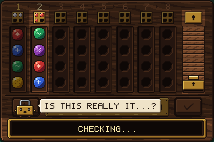 Tease: the board dims to a spotlight on column 2 while Pip asks 'is this really it?'
