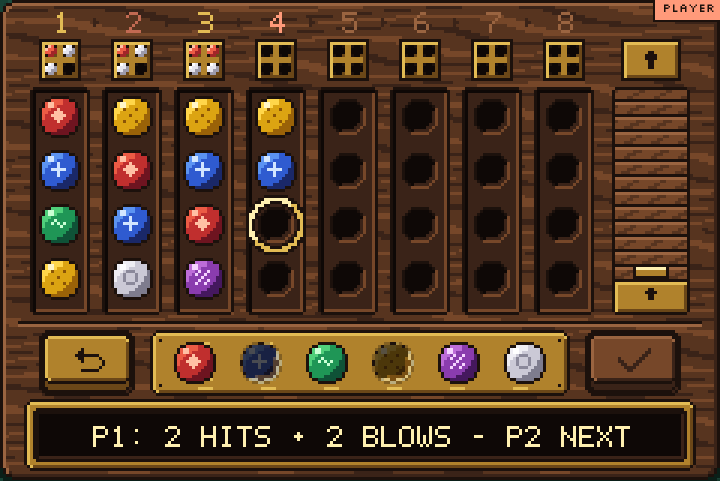 Screenshot: two-player game with alternating columns